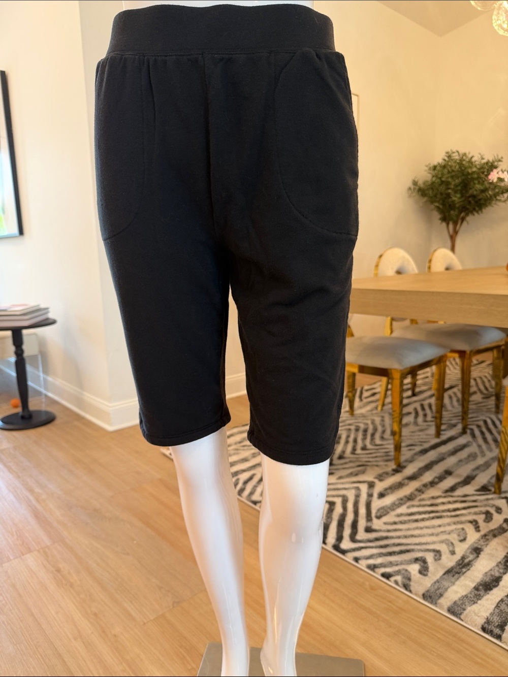 Women's Black French Terry Shorts with Pockets